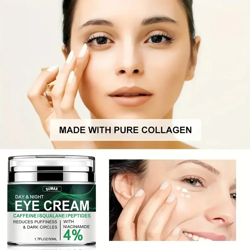 Creme para os olhos com nicotinamida, creme para olheiras, remove bolsas para os olhos sob ácido hialurônico, soro hidratante contra inchaço, gel para cuidados com os olhos