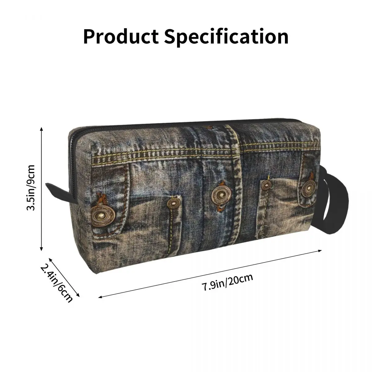 Two Pocket I Love Bluejeans Denim Makeup Bag Cosmetic Storage Dopp Kit Toiletry Cosmetic Bag for Women Beauty Travel Pencil Case