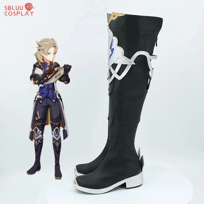 

Genshin Impact Albedo Black Shoes Boots Halloween Carnival Cosplay Costume Accessories Version 2 jd;2
