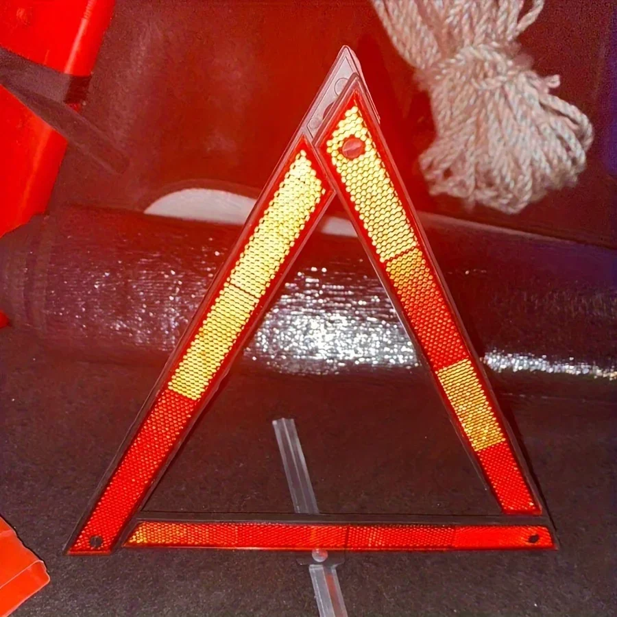 Car Tripod Folded Stop Sign Reflector Car Emergency Breakdown Warning Tool Triangle Red Reflective Safety Hazard Car Accessories