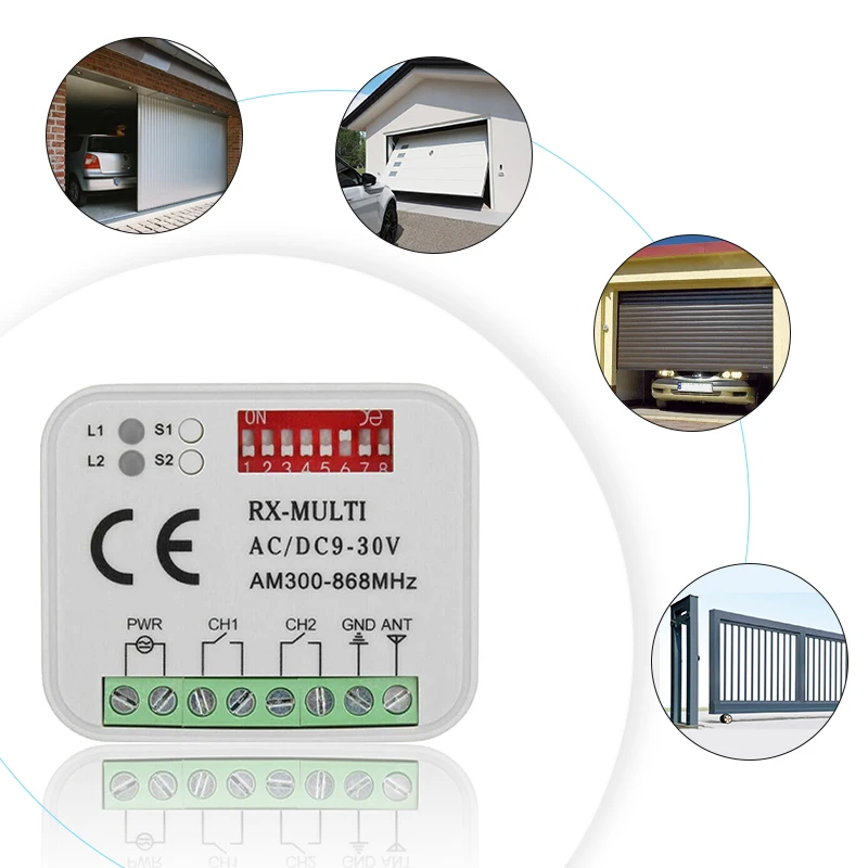 Imagem -03 - Controle Remoto Universal rx Multi Freqüência Porta da Garagem Módulo de Relé 433.92mhz 868mhz 2ch ac dc 930v 300-900mhz