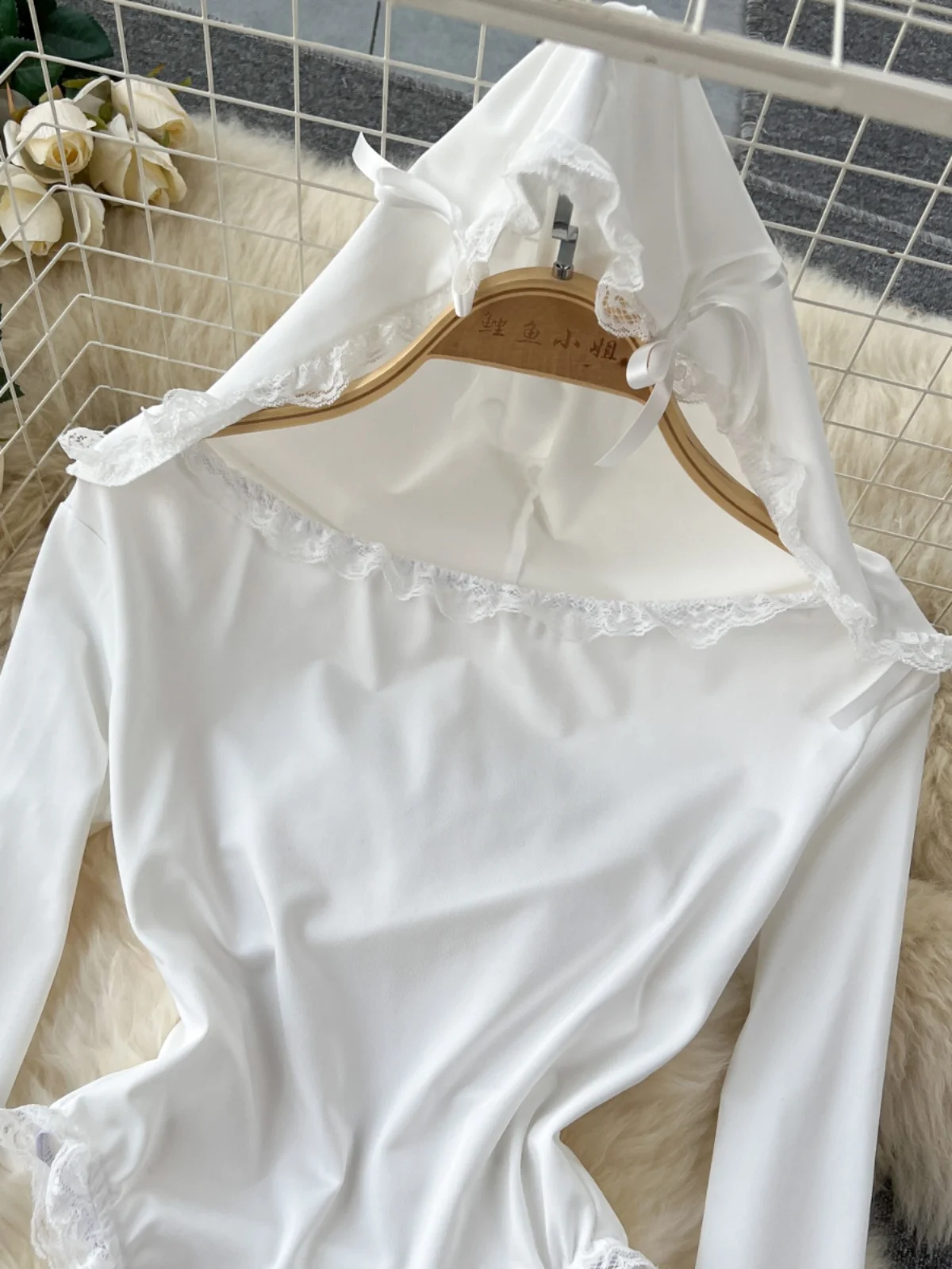 

Sexy Hot Girl Onesie Long Sve Women's Base Layer T-irt Lace Trim Slim Fit Top High Waist Commute Sle ort Pants