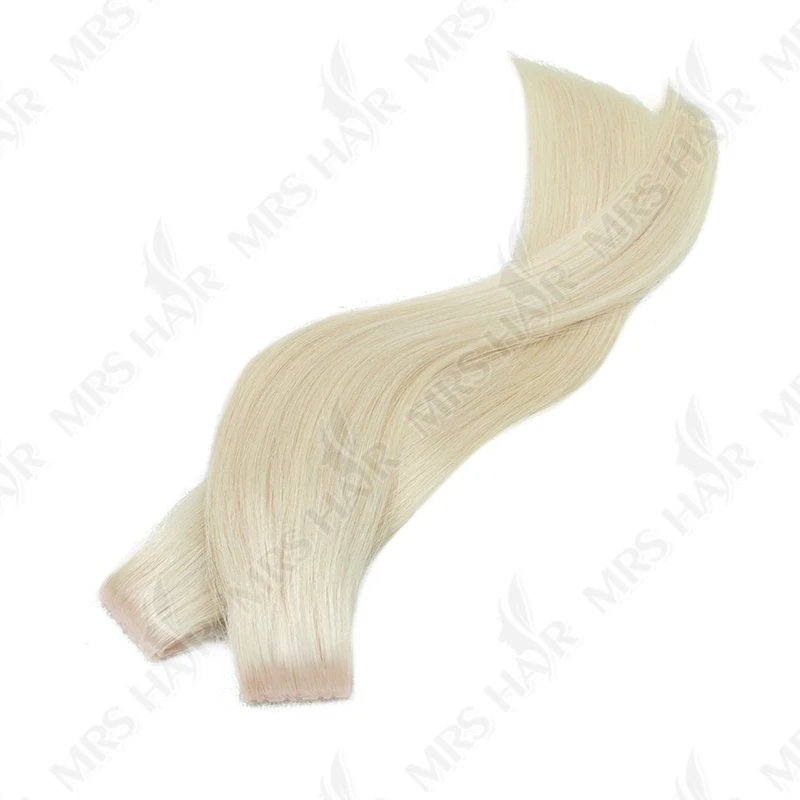 MRS HAIR Nastro per capelli in PU Nastro a doppia linguetta nelle estensioni dei capelli umani con fori Nessuna colla adesiva Micro perline all'interno Marrone 40 grammi 10 pezzi