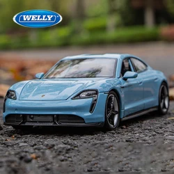 WELLY 1:24 Porsche Taycan Turbo S New Energy Vehicles Alloy Car Model Diecasts & Toy Vehicles Collect Car Toy Boy Birthday gifts