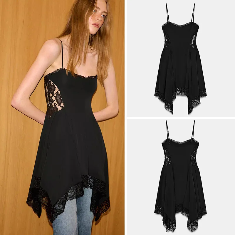 

Summer New Arrival Women's Slim Fit Asymmetrical Lace ter Dr ort Length Faionable Trendy Chinese Ethnic Stage Costume