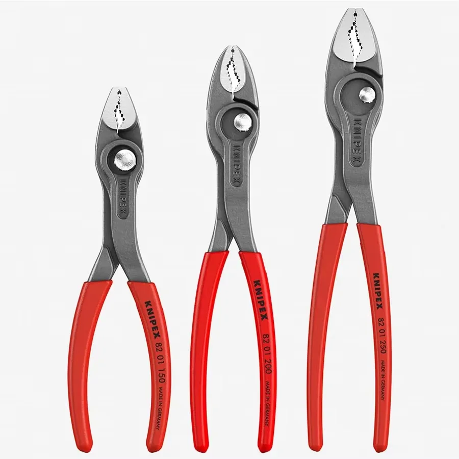 KNIPEX 8201150 8201200 8201250 Twingrip Slip Joint Pliers 150/200/250mm Water Pump Plier Plastic Grip Firm Clamp Hand Tools