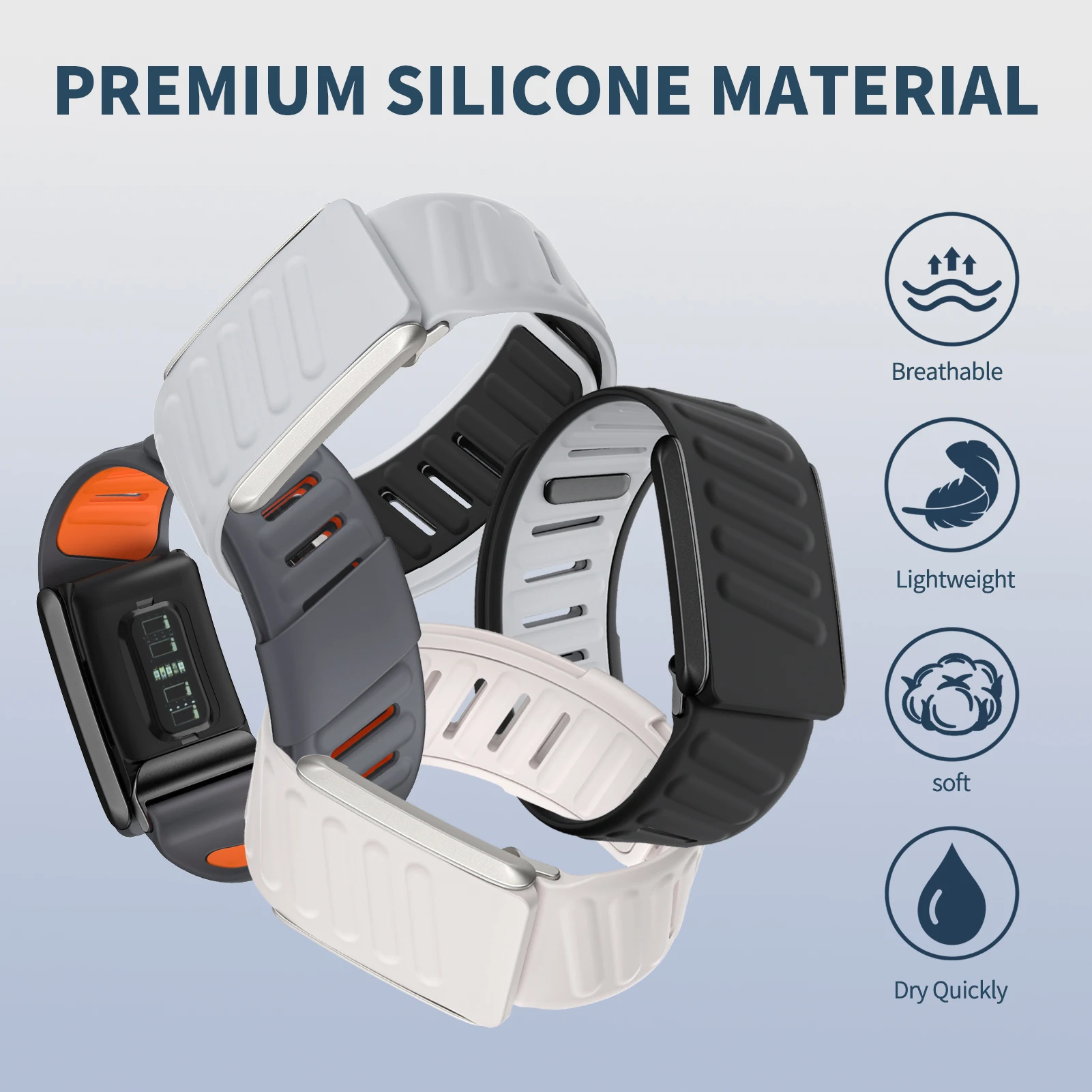 2025 Neues Fitness-Tracking-Armband, Soft-Touch-Silikon-Armband, verstellbares, atmungsaktives Band, Ersatzarmband für Whoop 4.0
