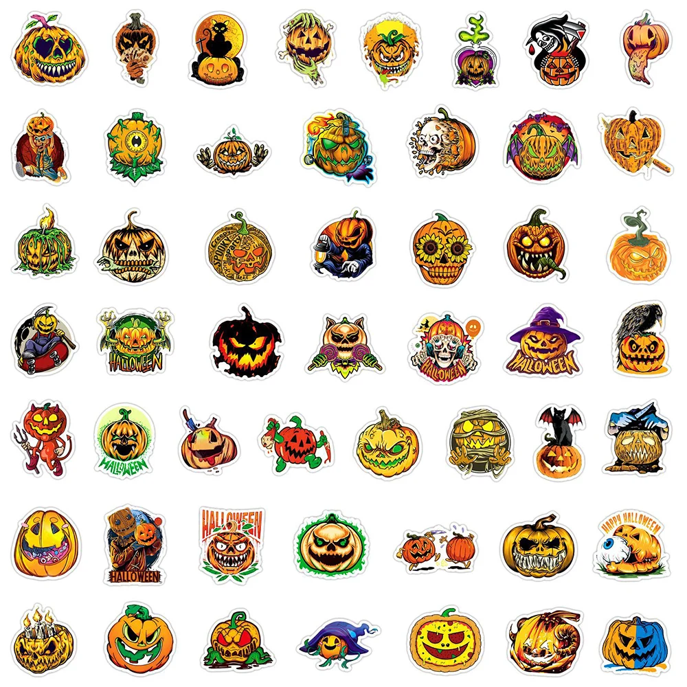 10/30/50pcs Goth Horror Halloween Pumpkin Waterproof Stickers Decals Laptop Motorcycle Skateboard Car Decoration Cool Sticker