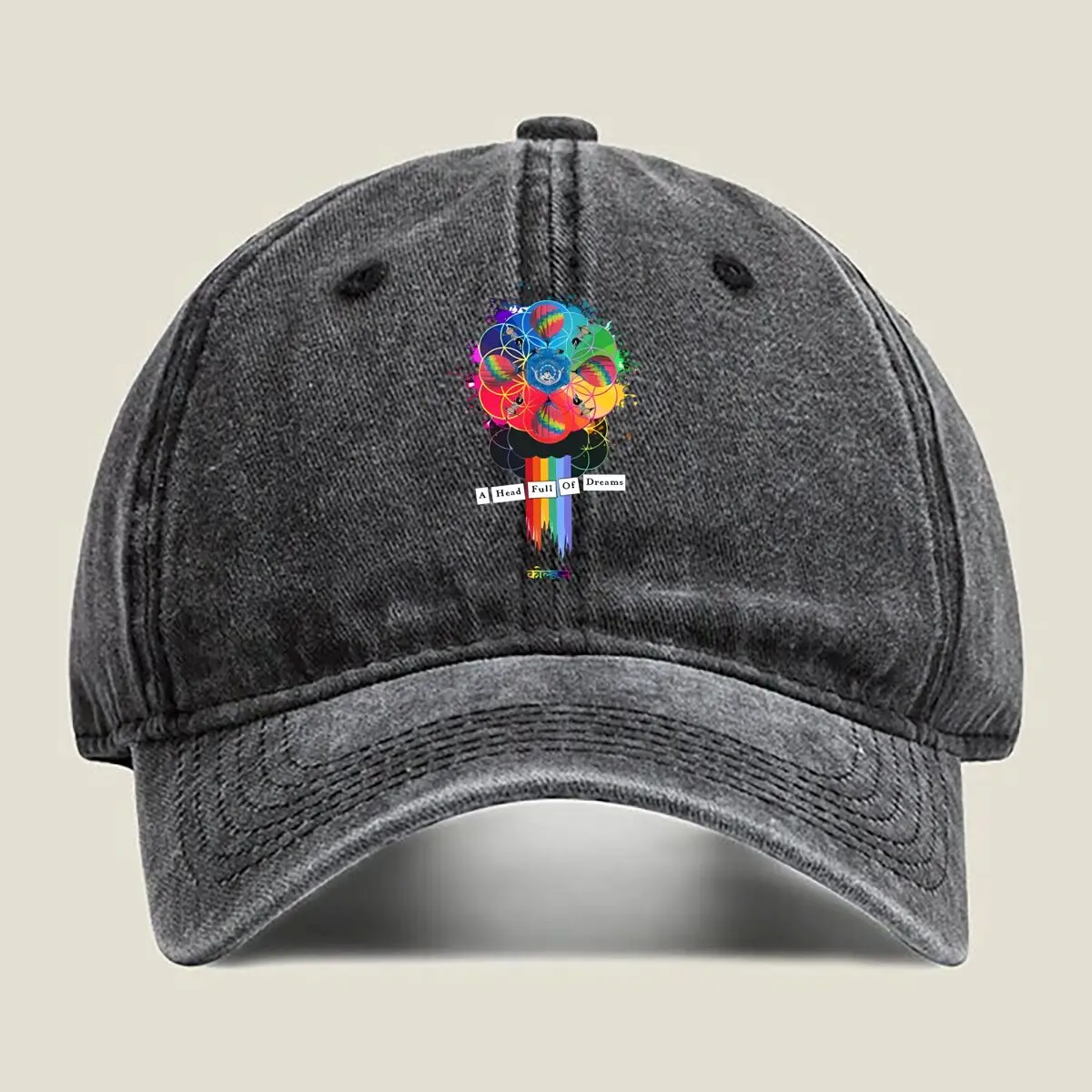 

“Rainbow Flower Nature, Hippie - Vibe Art Design” Washed Baseball Cap