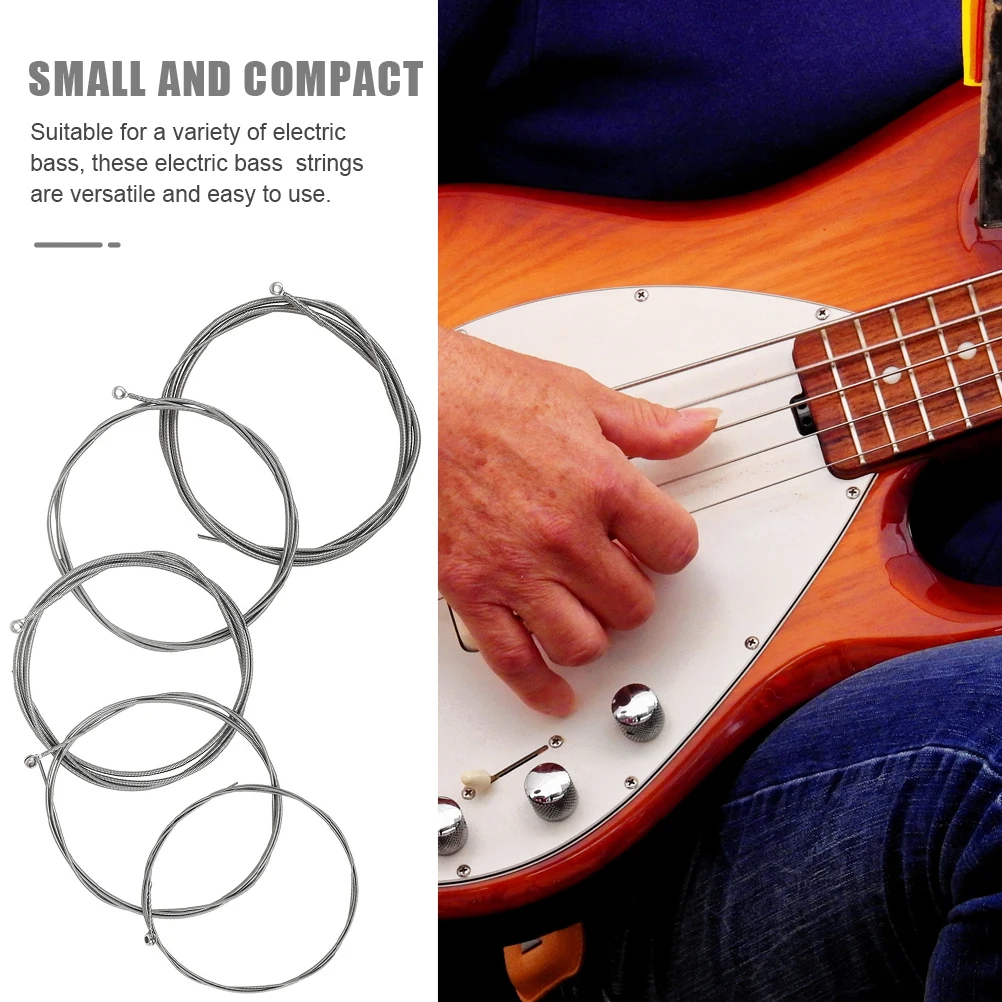 

5pcs Universal Electric Bass Strings Replacement Alloy Metal Strings For Bass Guitar Accessories Small Compact Size High Carbon