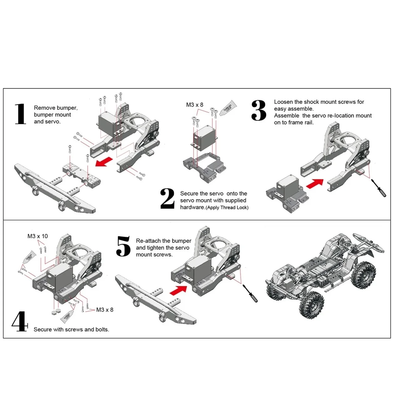Supporti per paraurti anteriore in metallo supporto per riposizionamento Servo per Redcat GEN8 1/10 RC Crawler Car Upgrade Parts accessori