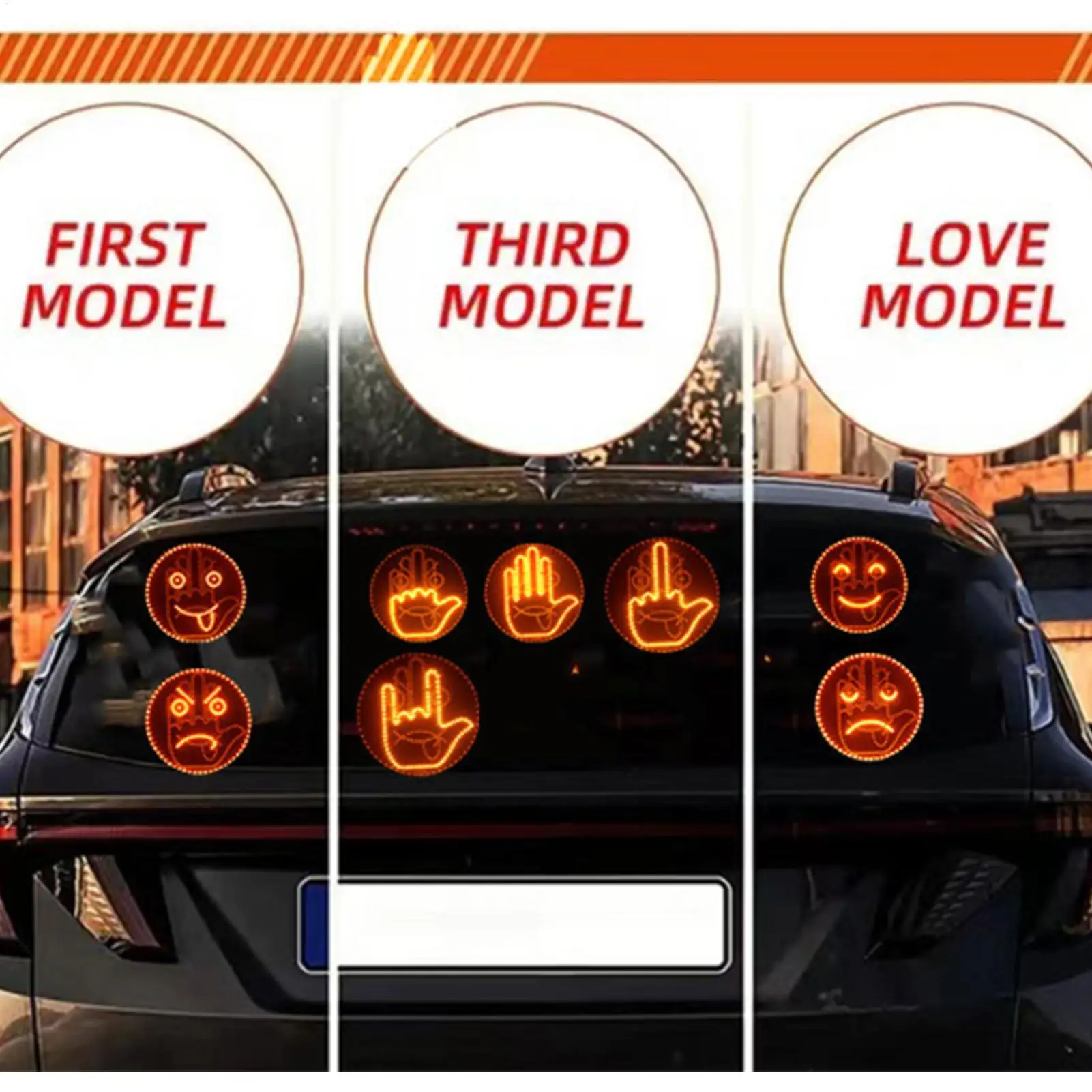 Car Expression Remote Control Led Lighting Road Rage Middle Finger Gesture Palm Light Accessories for Drivers Fleet Managers