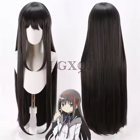Akemi Homura Cosplay Wig Anime Puella Magi Madoka Magica Cosplay Women Black Grey Heat Resistant Hair In Stock + Free Wig Cap