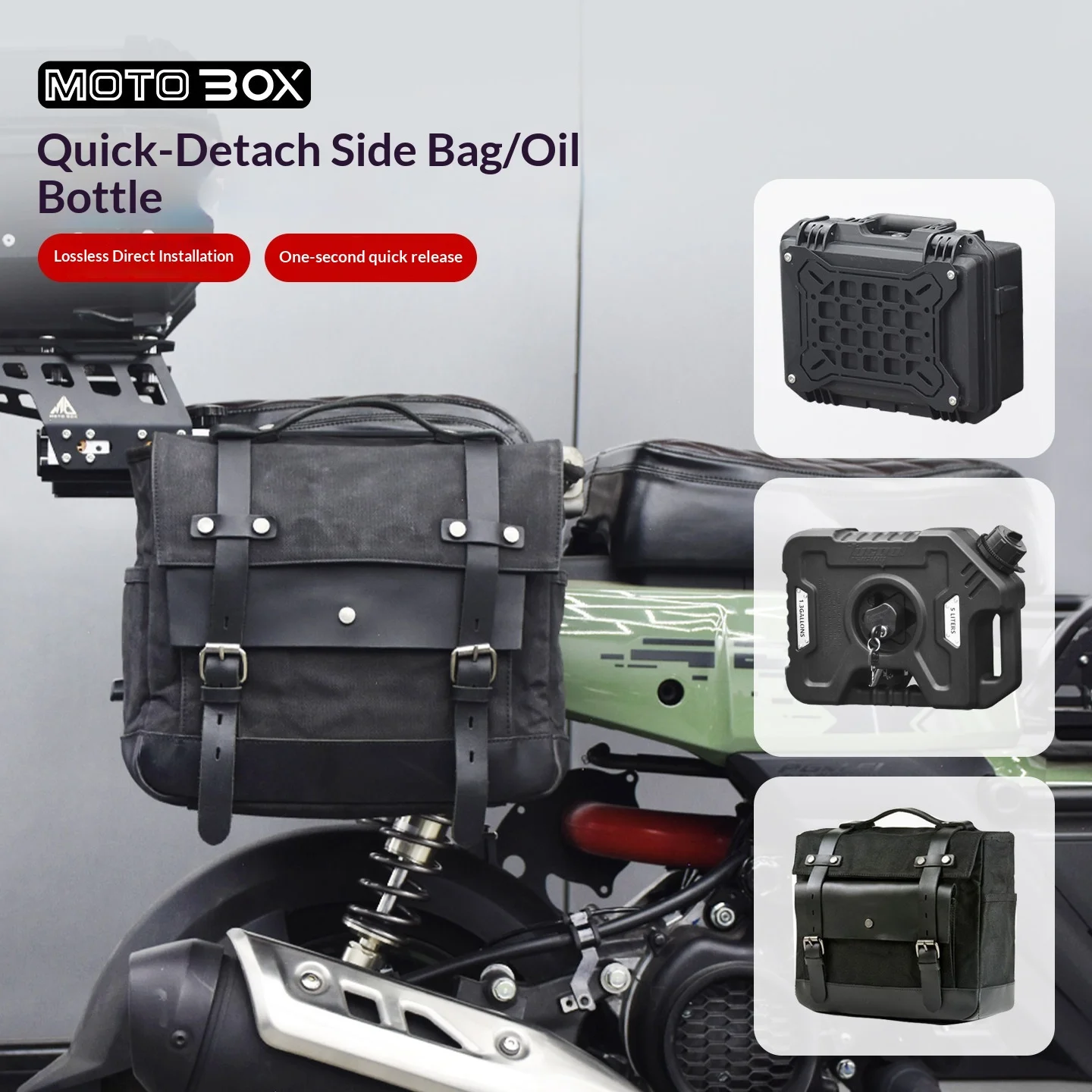 【Premium】For Honda SquareX125 modification parts: quick-release side covers, oil canister canvas bag brackets on both the left a