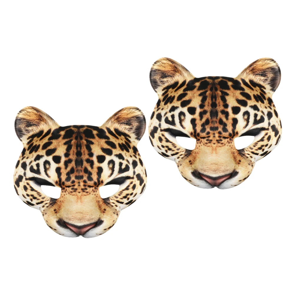 2 Stück gelbe EVA bequeme Halloween Leopard Halbmaske Maskerade Gesicht Halbmaske Cosplay dekorativ