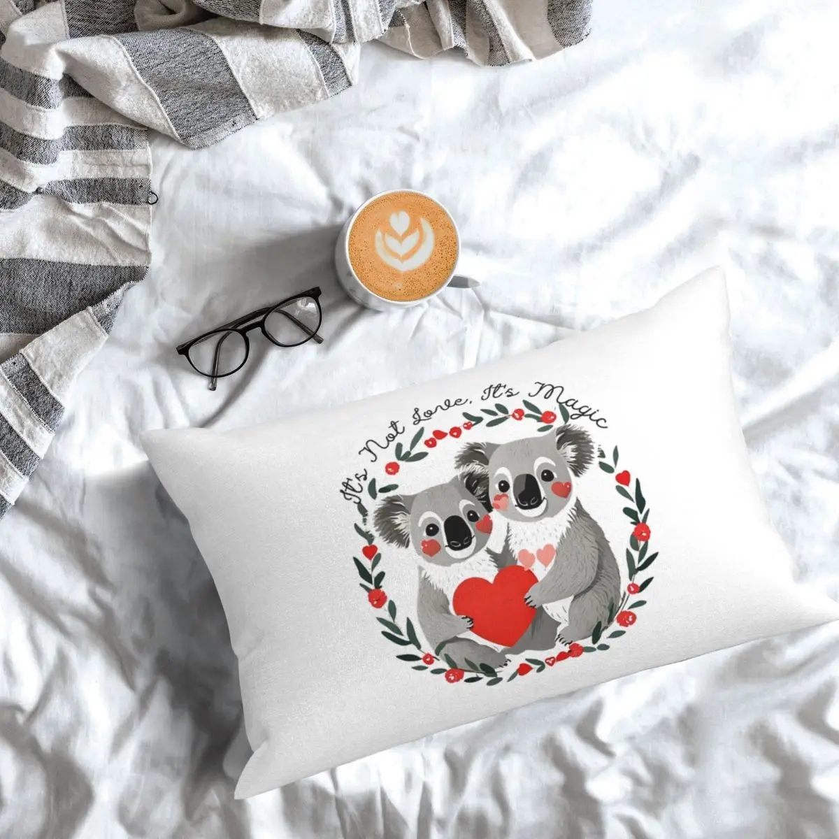 Quirky Valentine's Day Merch Love Redefined Koala Bear Rectangle Pillowcase Cushion Cover Bedroom Bed Home Comfort Throw Pillow