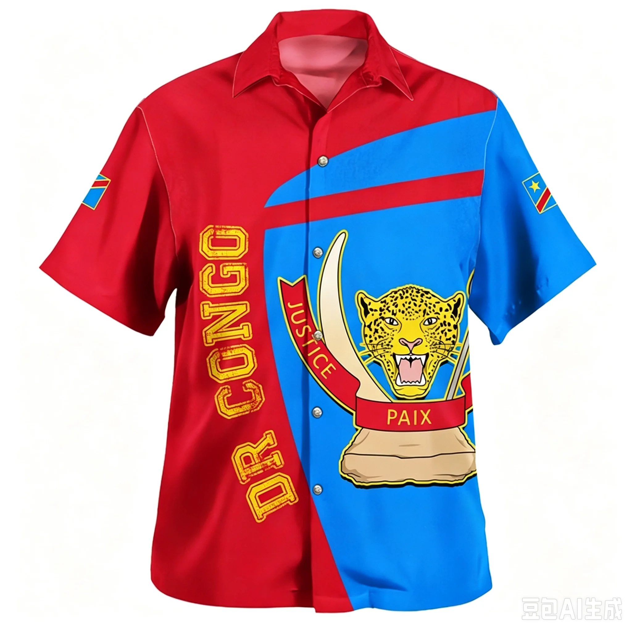 Hawaii Congo Shirt For Men 3d Print Dress Shirt Man Hawaiian Beach Tops Casual Short Sleeve Lapel Blouse Streetwear Male Clothes