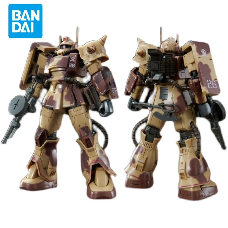 BANDAI Original HG 1/144 Model  MS-06D Zaku Desert Type Double Antenna Gunpla Anime Action Figure Assemble Model Kit FOR BOY