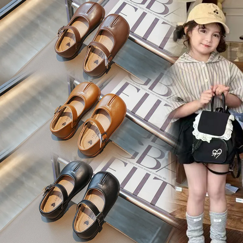 

Girls Black Dress Shoes Kids Mary Janes for Wedding Party Flats Children Back To School Beige Black Brown Spring Autumn Simple