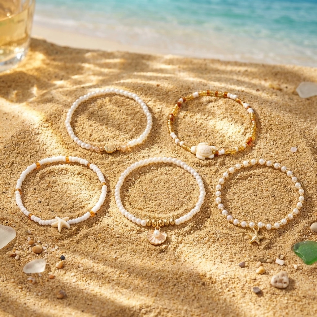 Mindestbestellmenge 3 Stück, mehrschichtiges Meeresschildkröten-Armband-Set für Damen, elegante Seestern-Imitationsperlen-Armbänder, Party-Schmuckgeschenk – Detail 5