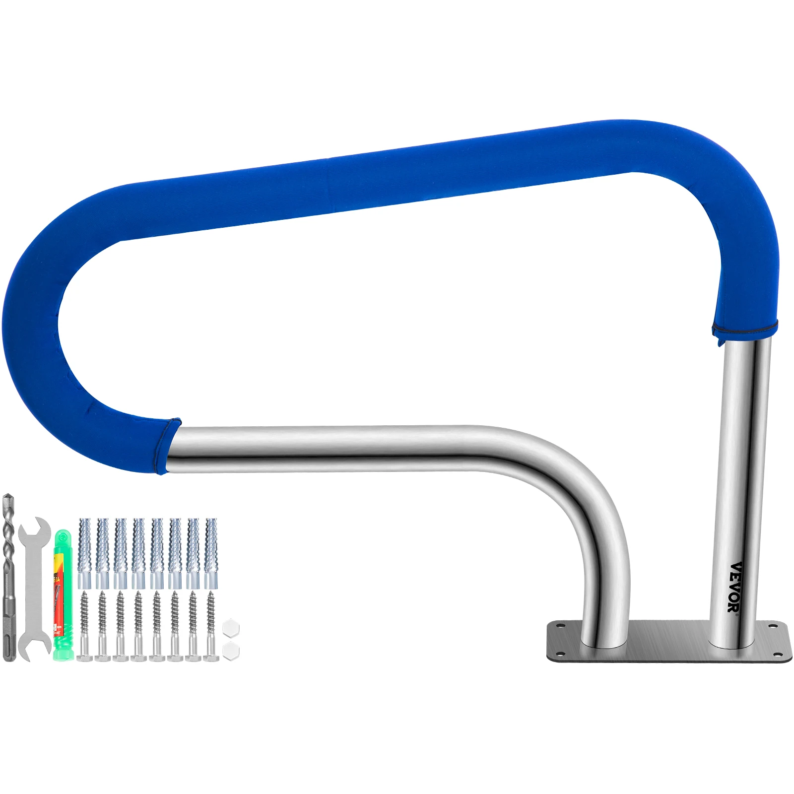 VEVORE Barandilla para Piscina con Placa Base Acero Inoxidable Baranda de Piscina 81,1 x 57,2 cm Pasamanos Fácil Montaje con Cubierta de Nilón para Piscina Sauna Parque Acuático Interior y Exterior