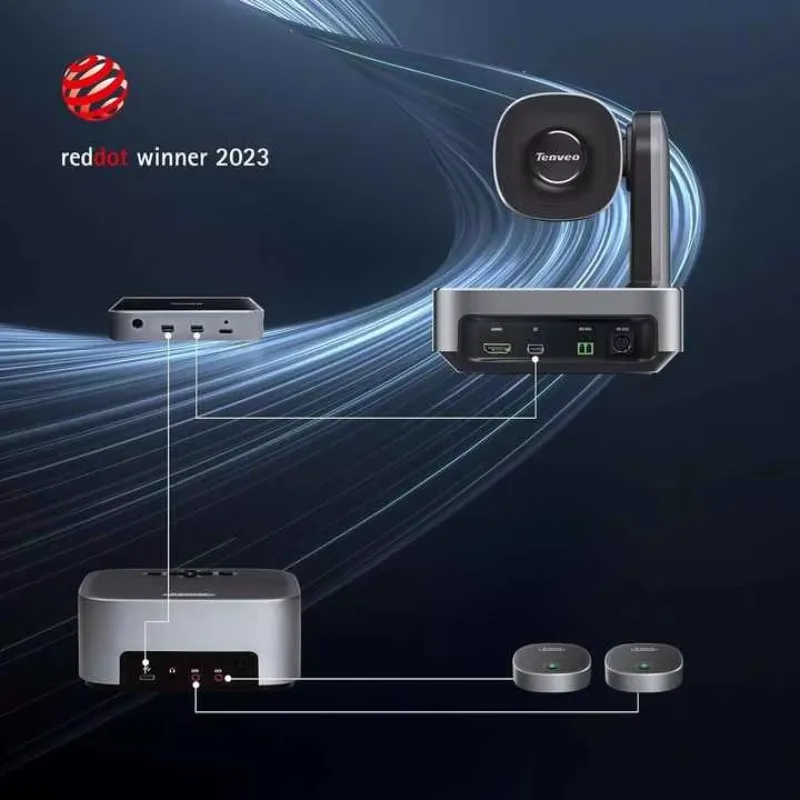 2025 Tenveo High-end 4k Conference System VL12U 12x Optical Zoom HDMI,DP,Noise Reduction USB//Wireless/3.5mm Jack And HUB