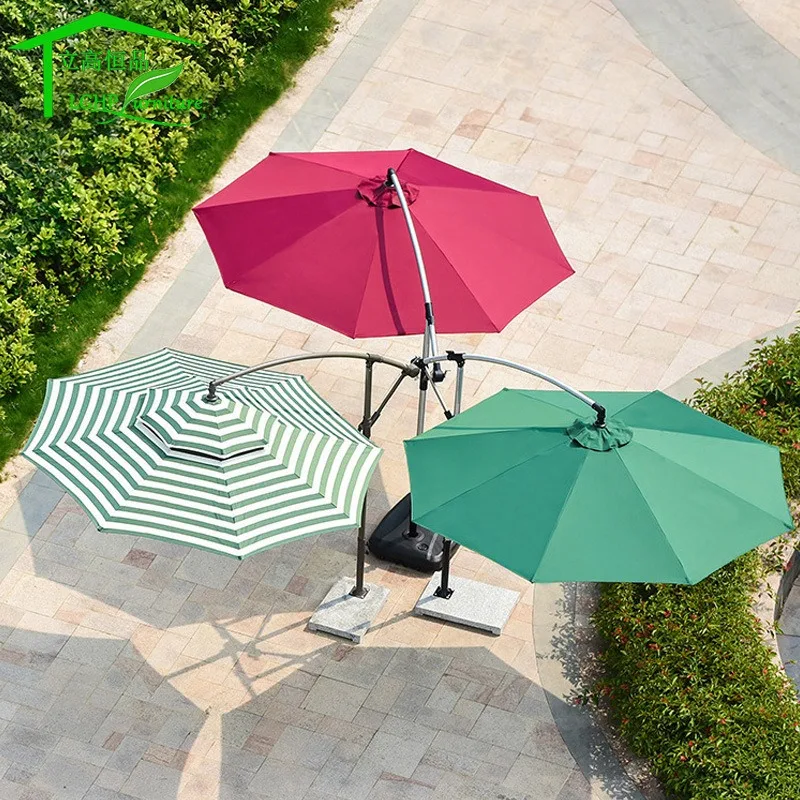 Outdoor Garden Three Parasols Garden Umbrella Large Sun Umbrella Folding Banana Umbrella