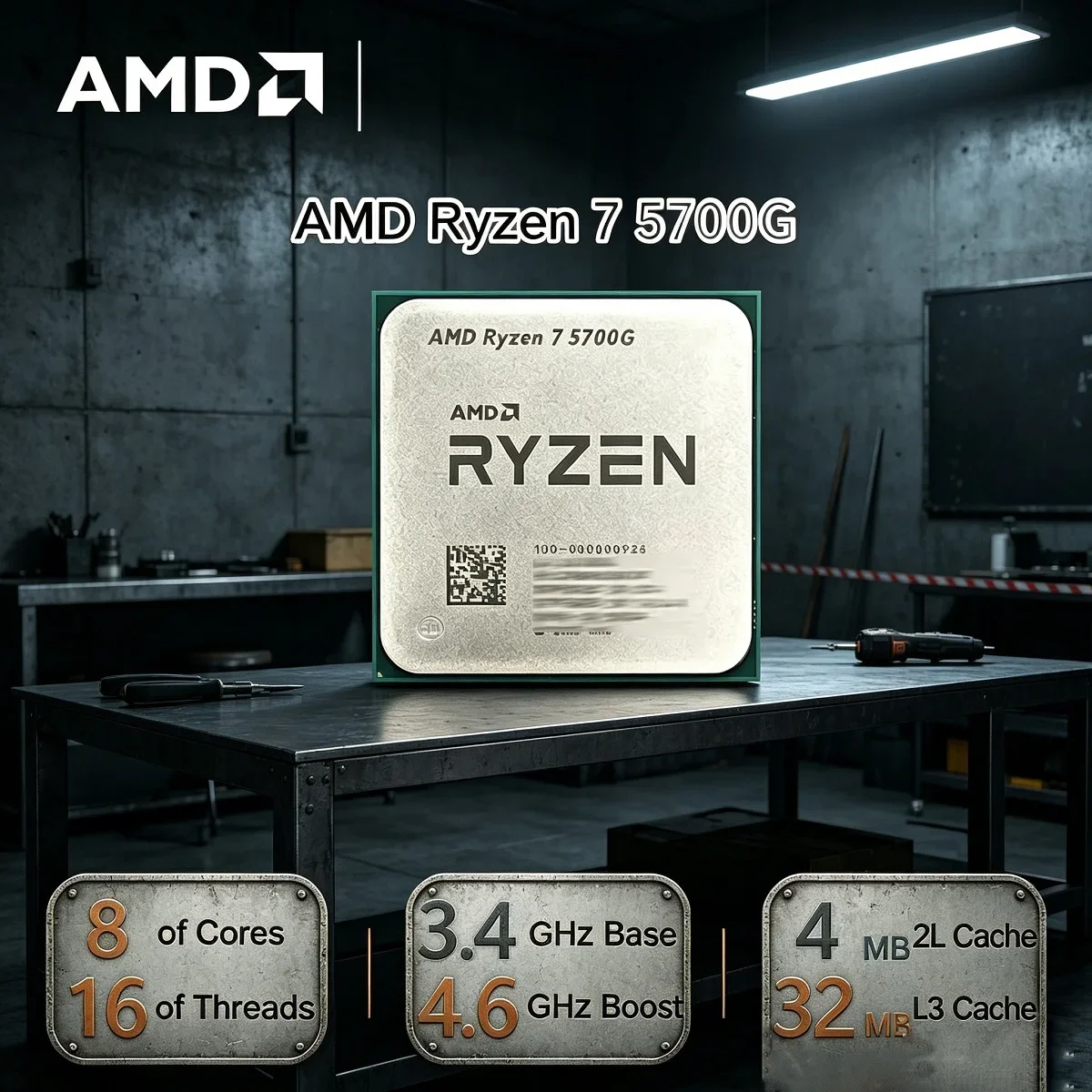 Procesador AMD Ryzen 7 5700G Socket AM4, AMD R7 5700G 100% Nuevo, CPU de 4.6GHz, 8 Núcleos, 16 Hilos, 16MB de Caché L3, Sin Embalaje