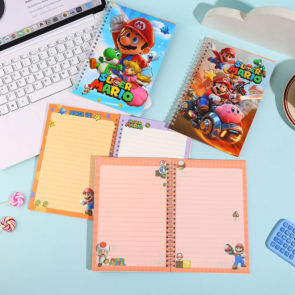 

1/4pcs Mario spiral notebooks, portable writing notebooks, back-to-school season gift notebooks Stationery and study supplies Gi
