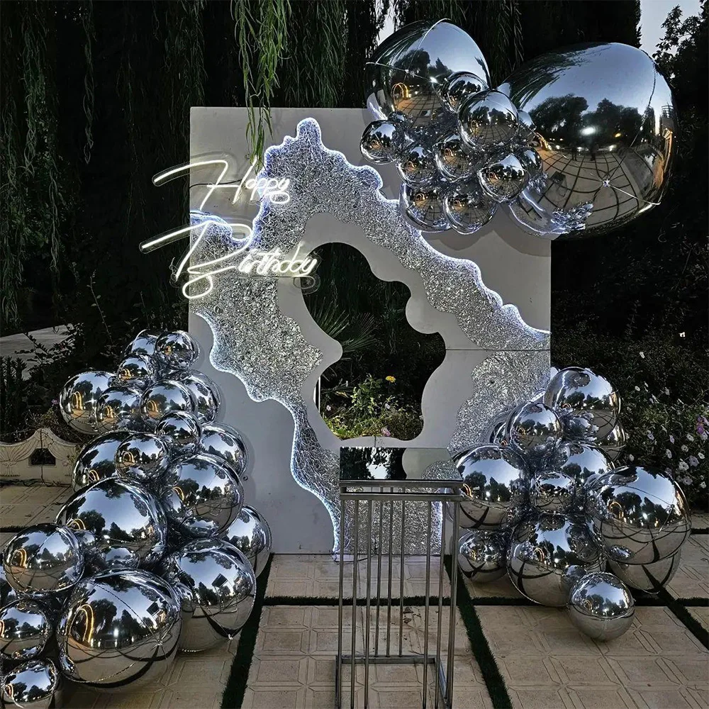 Giant 4D Foil Balloon Silver Arch Balloon Set, gorgeous decorations for surprise parties,Christmas, Halloween decorations