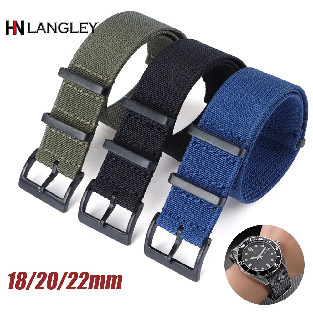 Nouveau bracelet de montre en nylon universel de 18 mm, 20 mm, 22 mm, bracelet en tissu pour Rolex, Seiko, Casio, accessoires de bracelet de montre
