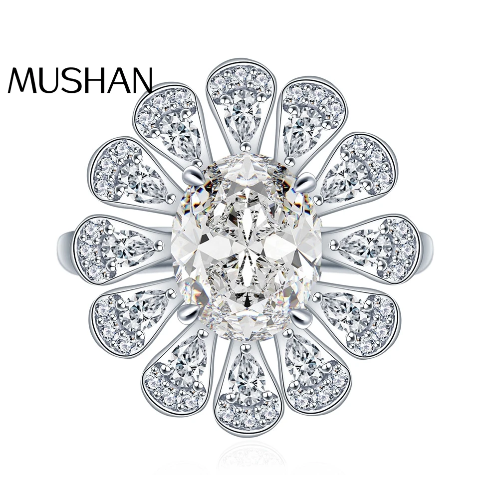

MuShan Brand Jewelry 925 Sterling Silver Necklace Moissanite Diamond Halo Vacation for Bride Real Gold Plated MST Patent Pendant