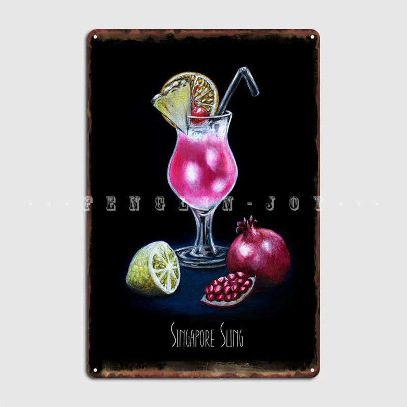 Singapore Sling Cocktail Metal Sign Club Party Club Bar Create Wall Decor Tin Sign Poster