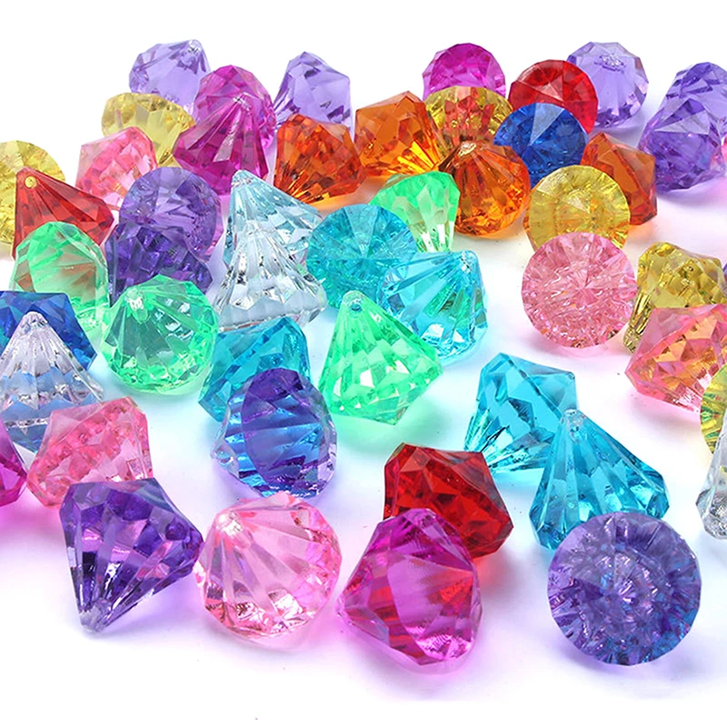 Caja de confeti para fiesta, juguete de plástico para niños, gemas de cristal, joyas de diamantes, Cofre del Tesoro, accesorios de relleno de