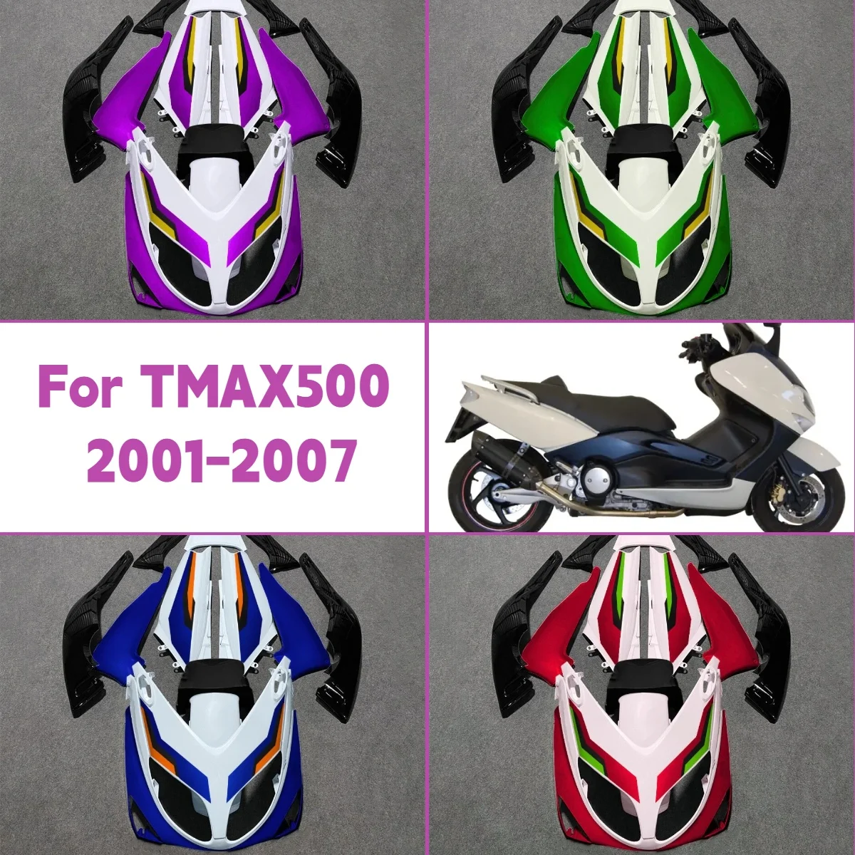 الهدايا المجمعة ل 2001-2007 ياماها TMAX500 تصميم فريد من نوعه Fairings حقن مصبوب نمط ساخن 01-07 TMAX 500
