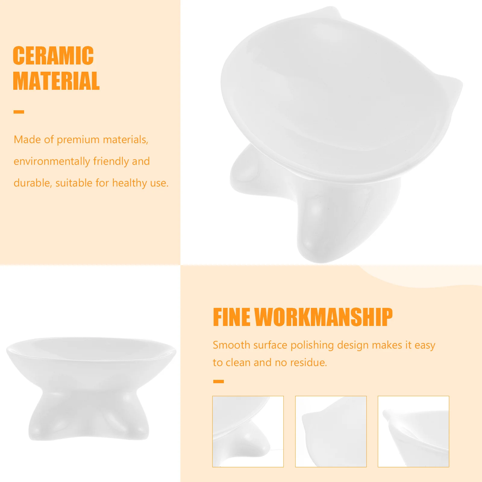 

Ceramic Pet Feeding Bowl Cat Face Design Anti-Upset Nonslip Stable Base Easy Clean Home Decor Gift Dog Food Bowl