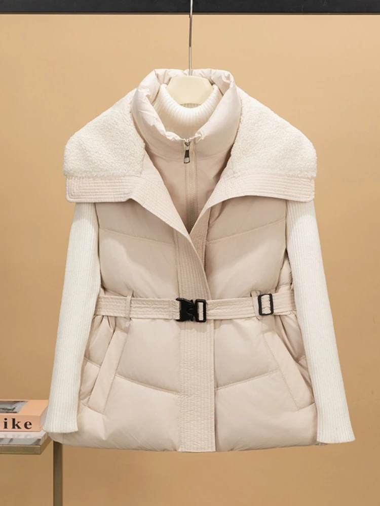New Women's Quilted Puffer Vest Thicken Warm Winter Hooded Coat Solid Color Sleeveless Padded Outwear Cropped Button Zip Up Coat