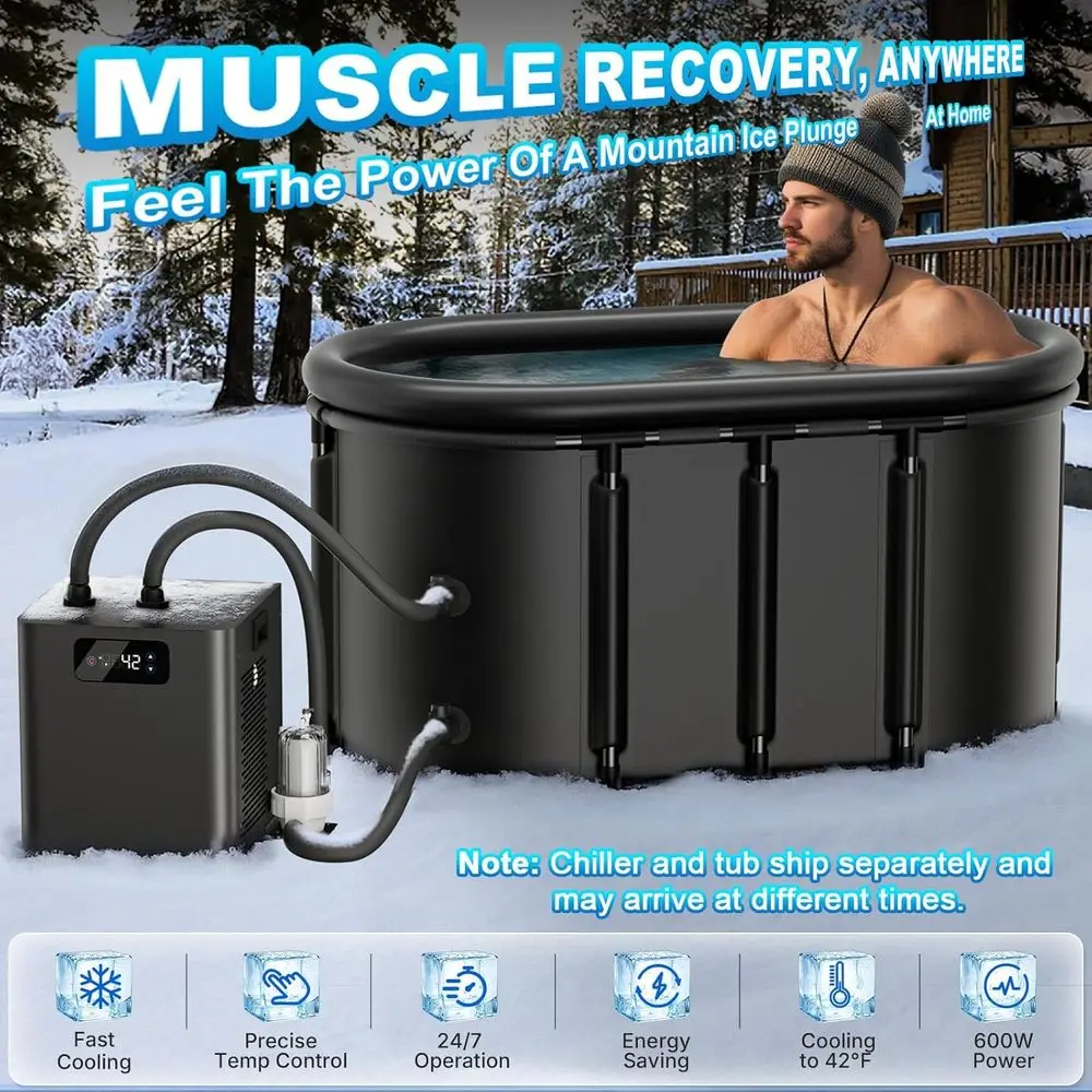 Enhanced 148 Gallon Ice Pod Cold Plunge Tub Ice Bath Chiller Kit With External Filter Pump Recovery Therapy Equipment