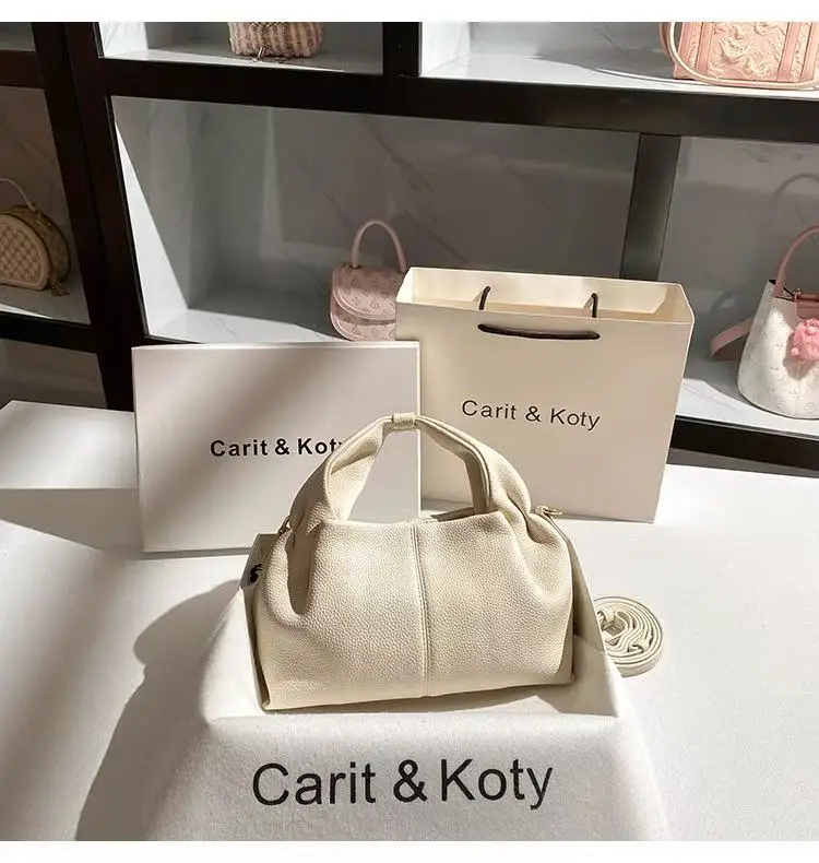 

Fashion Solid Color Pleated Cloud Bag Textured Women Handbag High Quality Luxury Clutch Purse Shoulder Messenger Bag