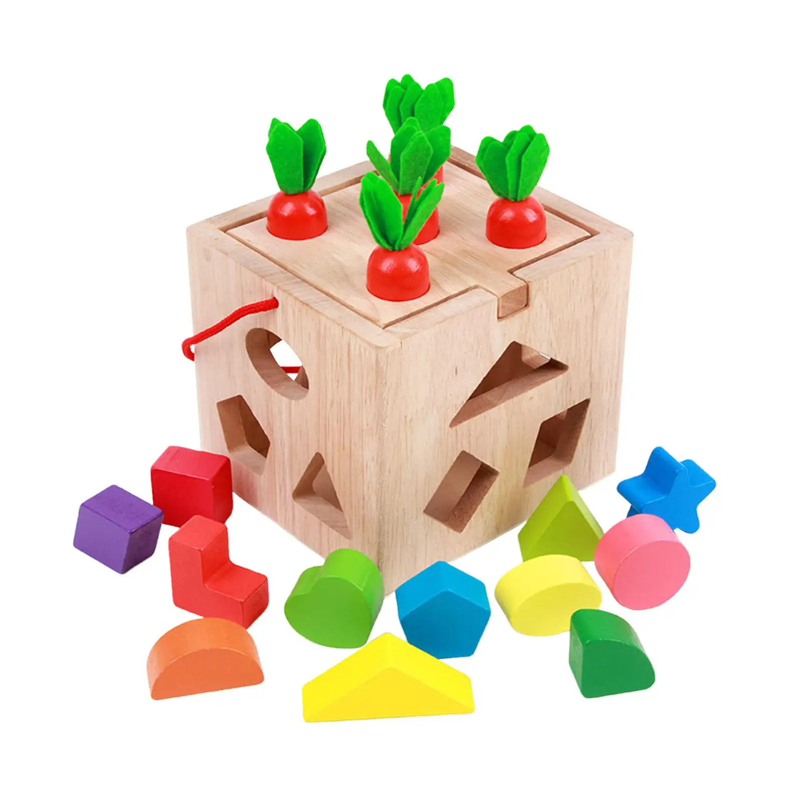 Object Permanence Box Wooden Shape Sorter for 1 2 3 Year Old Babies Children