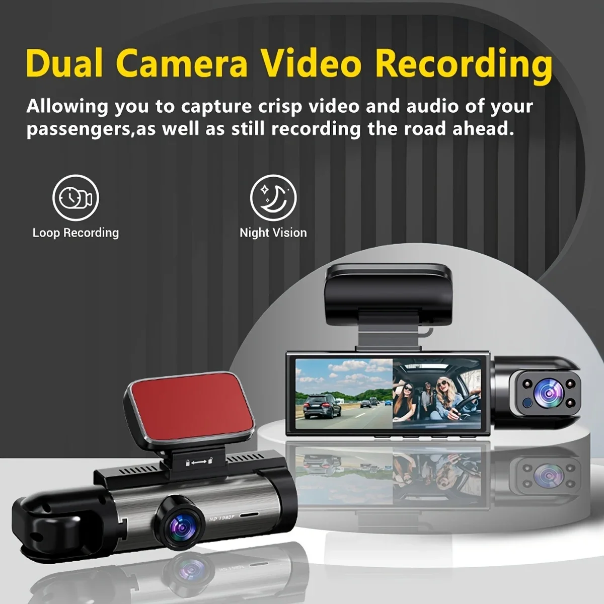 3.16 Inch IPS Screen 1080P Dual Camera Dash Cam for Car with IR Night Vision Loop Recording Wide Angle Lens Car Camera Recorder
