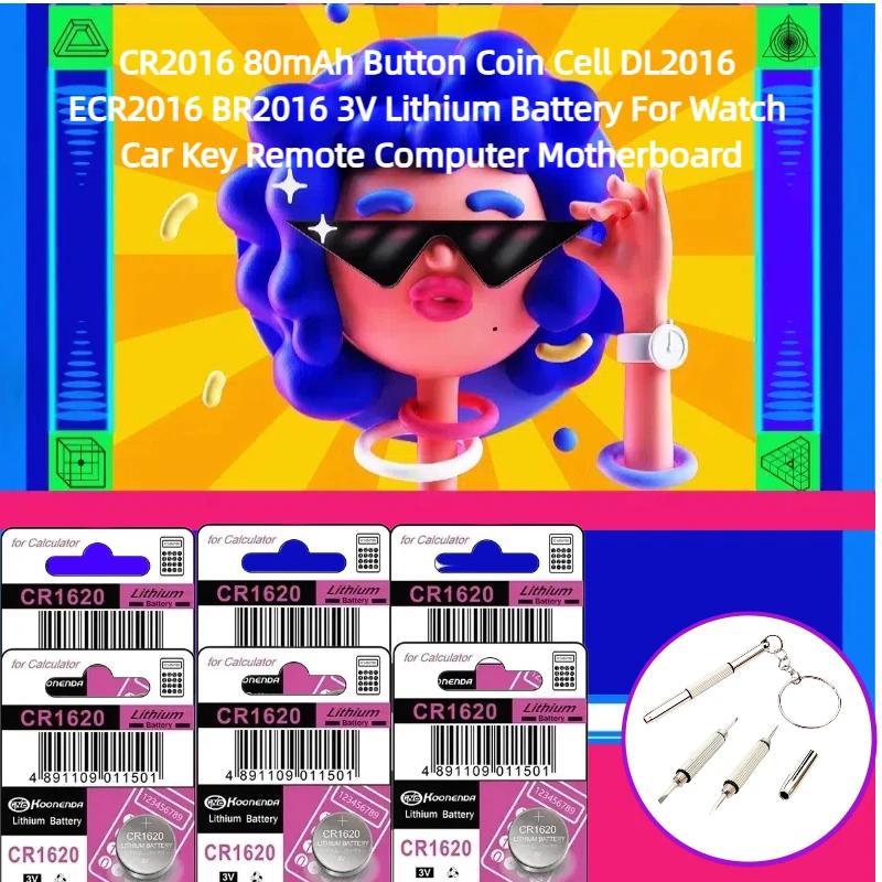 

CR1620 3V Lithium Battery For Car Remote Control Calculator Watch Scales Shavers DL1620 BR1620 Button Coin Cells