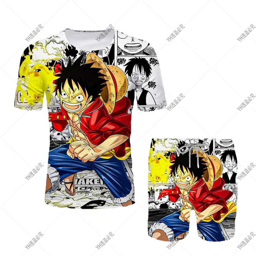 

2025 детский повседневный комплект футболок в стиле аниме, модный цельный 3D топ, шорты с короткими рукавами, комплект из двух предметов, костюм для косплея для мальчиков и мужчин