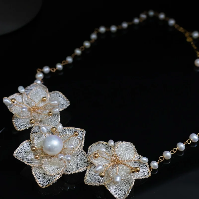 

SGARIT Natural Edison Pearl Necklace for Woman 14K Gold Filled Necklace for Women Chains Party Bridal Fine Jewelry