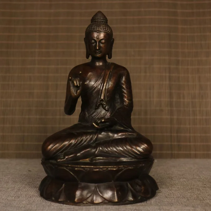 Copper Mahavairocana , Vintage Gilt Bronze Buddha for Home Worship, Sitting on Lotus, Shakyamuni Figurine