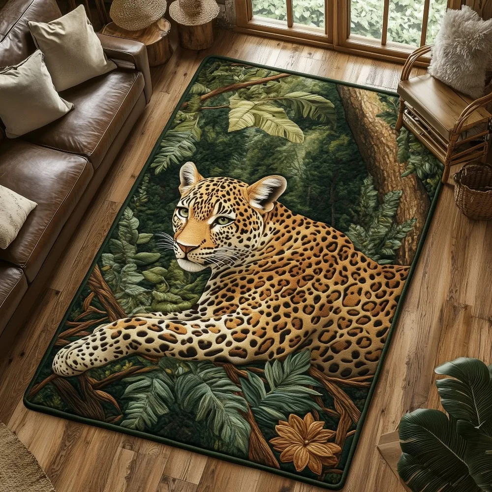 Living Room Mat Embracing Dual Color Koalas Printed Large Rectangular Carpet Midnight Navy Starry Base for Armchair Floor