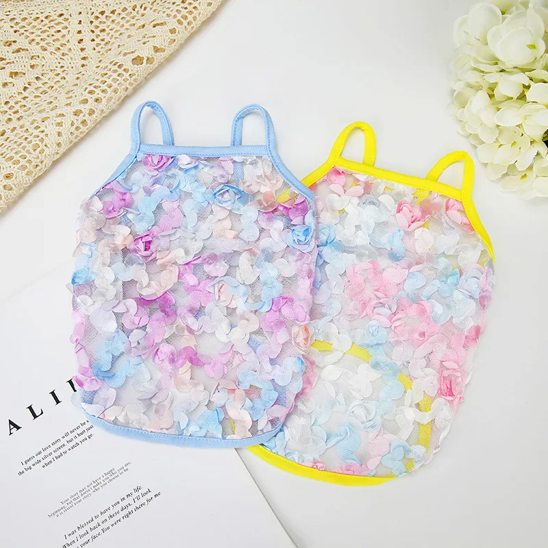 Pet Clothes Summer Lace Flower Princess Suspender Vest Breathable Cat Dog Teddy Dog Corgi Dog Anti Shedding Clothing