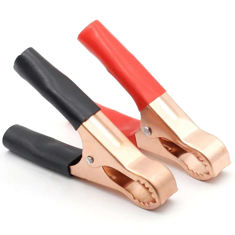 Pinzas de cocodrilo para batería de coche, accesorio de 50A, rojo + negro, 80mm, pinzas de cocodrilo para batería de caravana, mejor oferta, enchufe de alimentación, 2 uds.