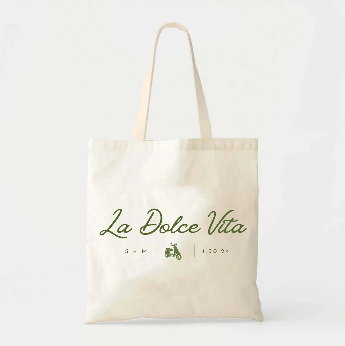 La Dolce Vita Moped Tote Bag - Custom Totes - Destination Wedding Welcome Tote - Italian Wedding - Europe Vacation Tote - Italy