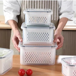 1/2/3Pcs Refrigerator Preservation Storage Box Drain Basket Storage Containers Sealed Box Vegetable Fruit Food Grade Drain Box